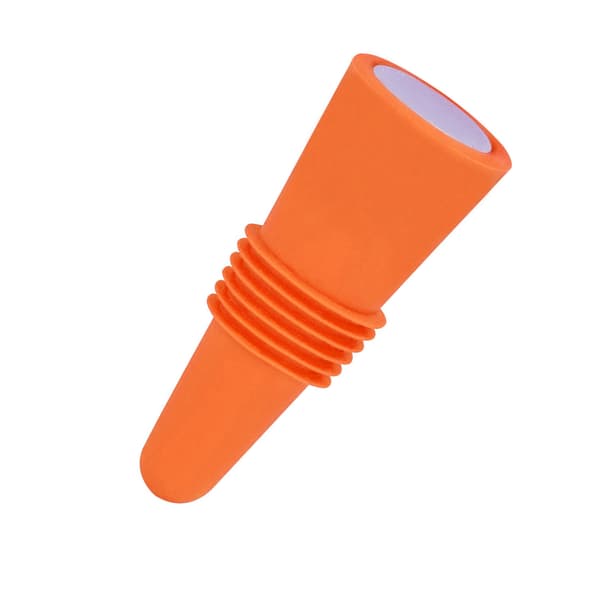 Fødevaregodkendte silikone vinpropper, rustfrit stål, 6,1x2,35 cm, genanvendelige dekorative propper til flasker, orange
