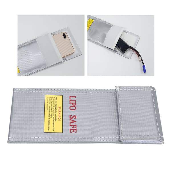 Litiumbatteri Säkerhetsväska Brandsäker Explosionssäker Förvaringspåse Skyddsfodral 10x20cm