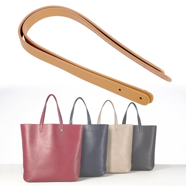 2 stk. taskehåndrem i spaltlæder DIY håndlavede håndtaskedele med 8 sæt bronze nitter (beige)