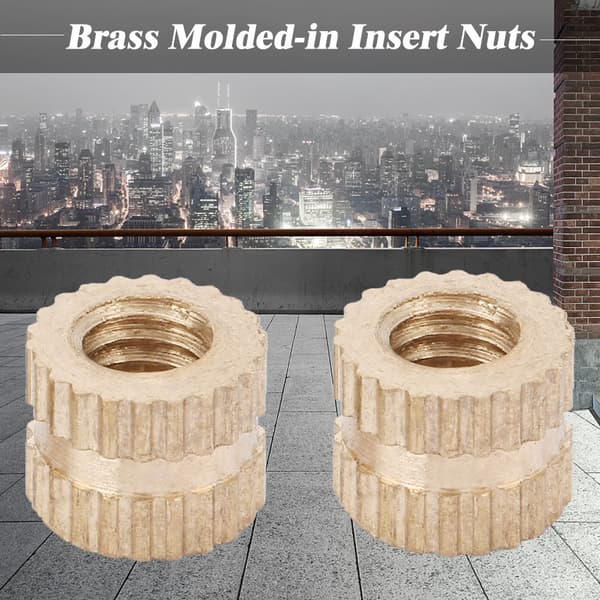 Mässing räfflade runda insatsmuttrar M4 (6mm x 6.3mm), 30-delars set