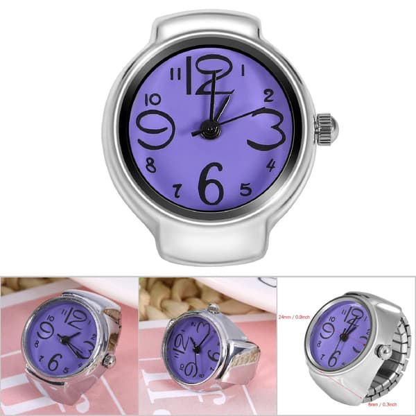 1 st modern analog kvartsklocka för kvinnor män rund ring kärlek lila