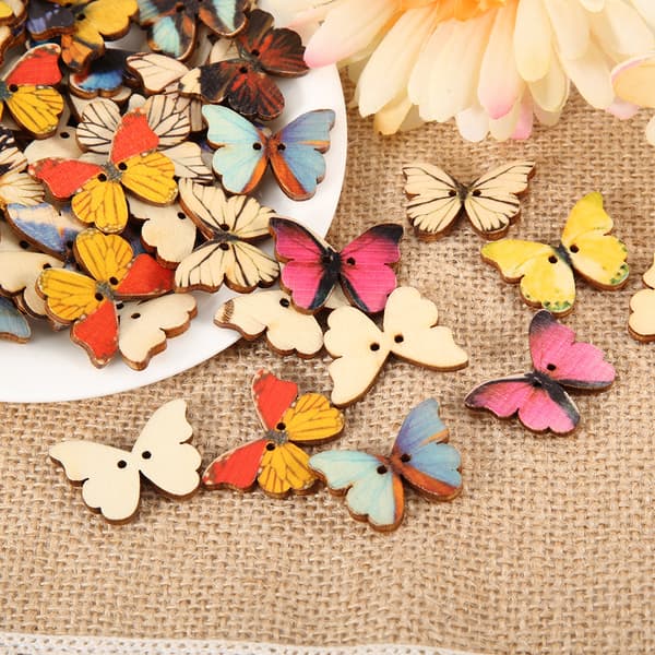 100 stk. træknapper sommerfugleformede DIY-håndværk sytilbehør scrapbooking-indretning (21*27MM)