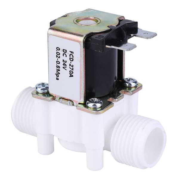 G1/2\" NC Elektrisk Magnetventil i Plast, Vatteninlopp, DC24V, Normalt Stängd, 1-Pack