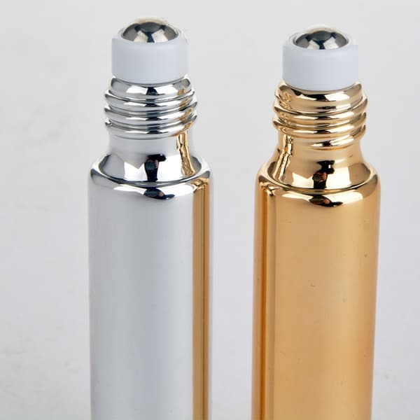 7 st påfyllningsbara parfymflaskor i glas, eterisk olja, rullflaskor, bärbara lätta tomma roll-on-flaskor för resor 5 ml gyllene