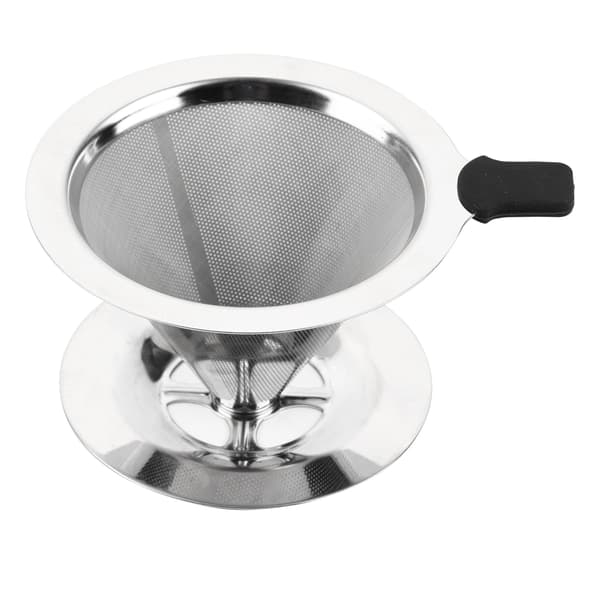 1 kaffedrypper i rustfrit stål med dobbeltlagsnetfilter og stativ til hjemmekontoret