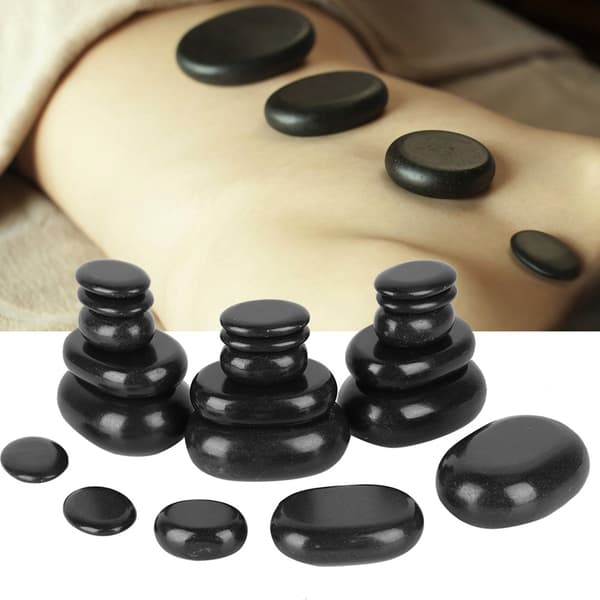 20 stk/sæt Hot Spa Sort Basalt Oval Form Sten Æterisk Olie Pedicure Massage