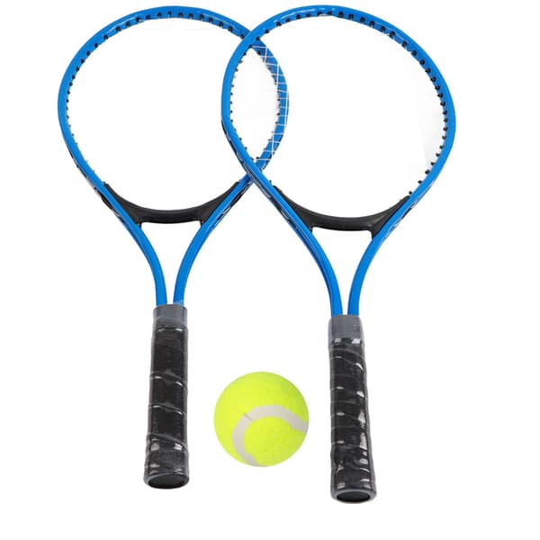 Ungdoms blå tennisracket i jernlegering til børn med træningsbold og mulepose