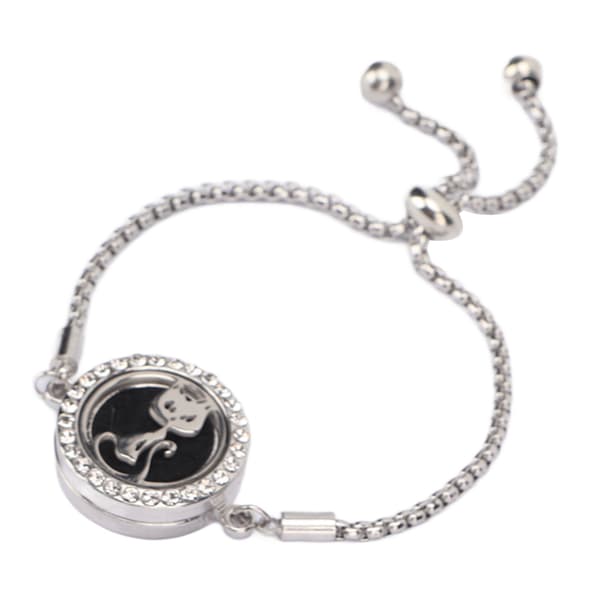 Armbånd til æteriske olier i rustfrit stål Aromaterapi Locket Justerbart armbånd til kvinder og piger