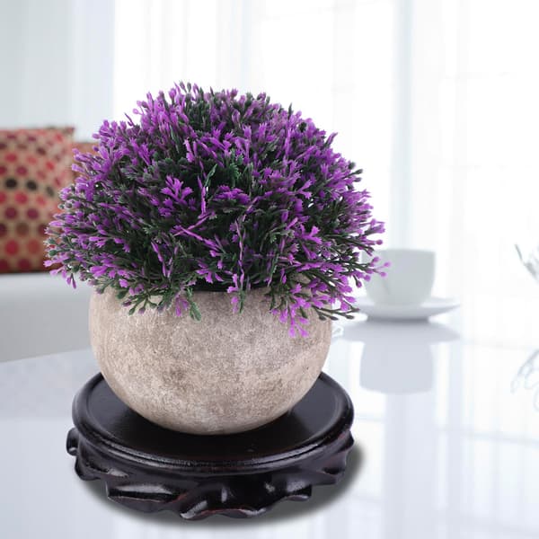 Akvarium Rund Base Lilla Sand Potte Sten Ornament Tekande Massivt Træ Røgelsesbrænder Base(#2)