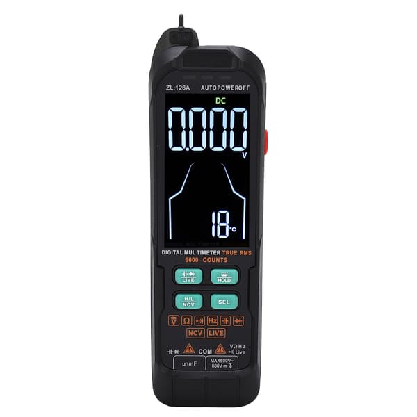 6000 räkningar digital multimeter DC AC voltmeter kapacitans ohm diodtestare fasledningsdetektering 600V