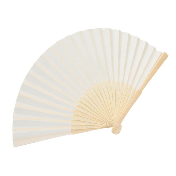 Kinesisk/japansk/retro stil håndholdt foldevifte med stofpose til gave (beige)