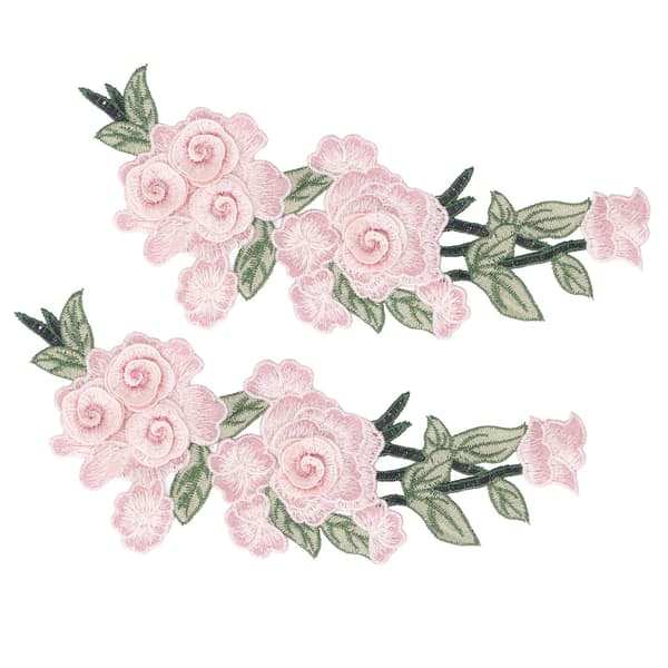 Broderet Patch Blomst Bomuld Miljøbeskyttelse Unikt DIY Tøjtilbehør til Veste Hatte Pink
