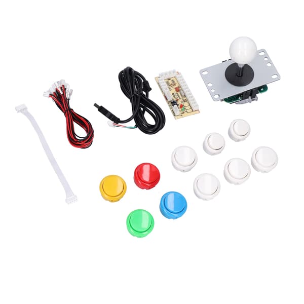 10-knaps arkade-joystick-sæt Nul forsinkelse-encoder DIY-dele til MAME, blandet farve (hvid)