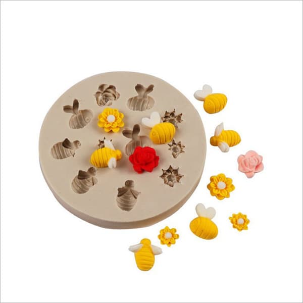 Silikone Bi Honningkage Fondant Form Bikube Kage Bageform til Cupcake Slik Dekoration
