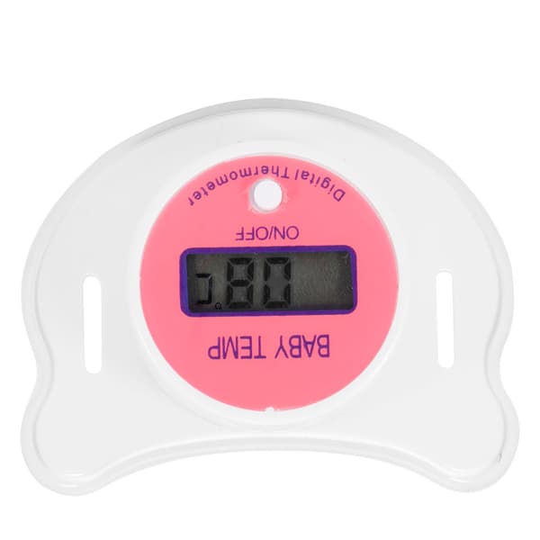 Digitalt babytermometer, oralt, sutteformet, beroligende LCD, nyfødt, lyserød, Celsius