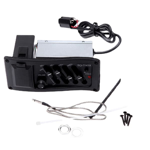 EQ7545 Akustisk Gitarr Transducer Pickup med Batteriindikator för Folkgitarr Klassisk Gitarr 1 Pickup 1 Kopp 1 Rem 1 Mutter 1 Bricka 4 Skruvar