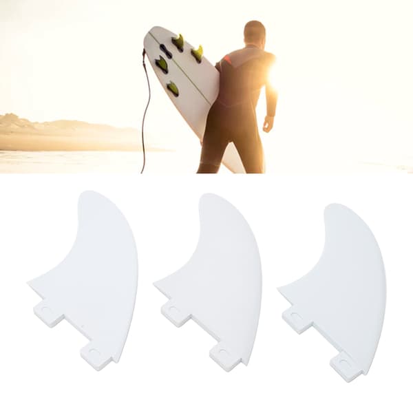 3 stk. hvide PVC-surfbrætfinner, erstatningssæt til SUP-board og udendørs surfudstyr