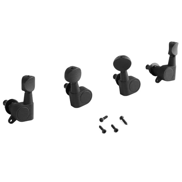 4 stk. metal ukulele stemmeskruer med skruer, forseglede stemmeknapper, mat sort til Uke