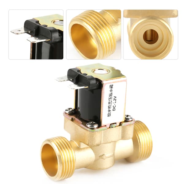 12V G3/4 Mässing NC Magnetventil 2-vägs, inget tryckkontroll, 2-pack