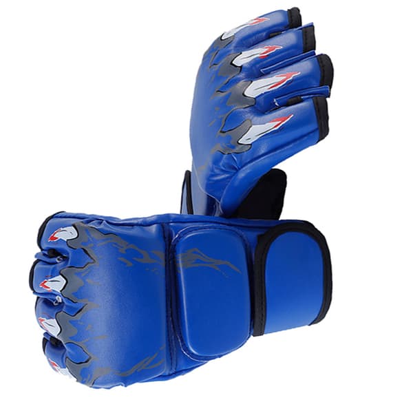 Blå Tiger Claw Halvfinger Sparringhandskar Unisex Kickboxningsträning med Justerbar Handledsrem