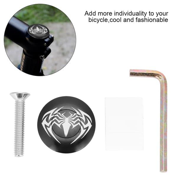 Sort edderkoppdesign cirkulær MTB-headsetkappe aluminiumslegering 31,8 mm til 28,6 mm gaffel 1 stk.