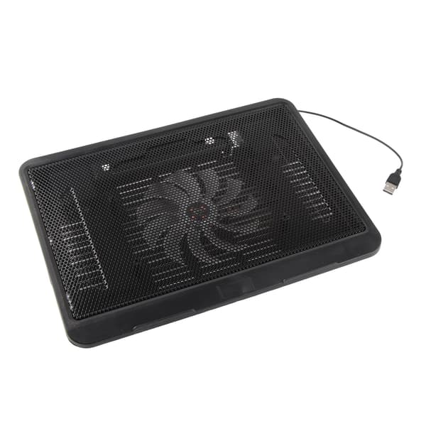 Notebook Chill Mat, USB Hub Base med 130x20mm blæser, sort, jernnet, 33x25x3cm, til 14-tommer laptops, 1 stk.