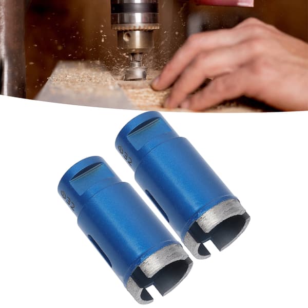 2 stk. marmorhulsav 32 mm diamantblå kernebor til granit, keramiske fliser, beton