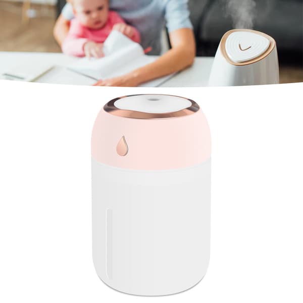 Bordsluftfuktare Fin Dimma Återfuktande Färgglad LED Aromaterapi Luftfuktare för Sovrum Rosa
