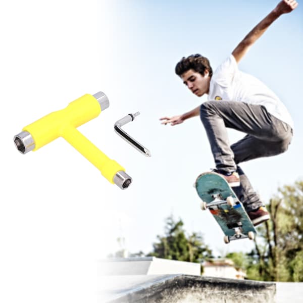 Skateboard Multi-Værktøj Bærbart Sæt Gul Unbrakonøgle Befæstelsesudstyr Sæt