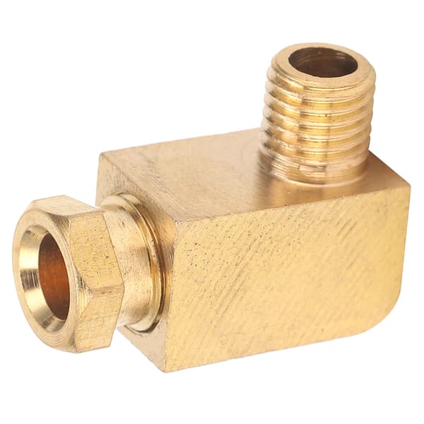 Messing 90° albuekompressionsfittings, 6 mm rør x M8 gevind, til oliesmøresystemer, PL608