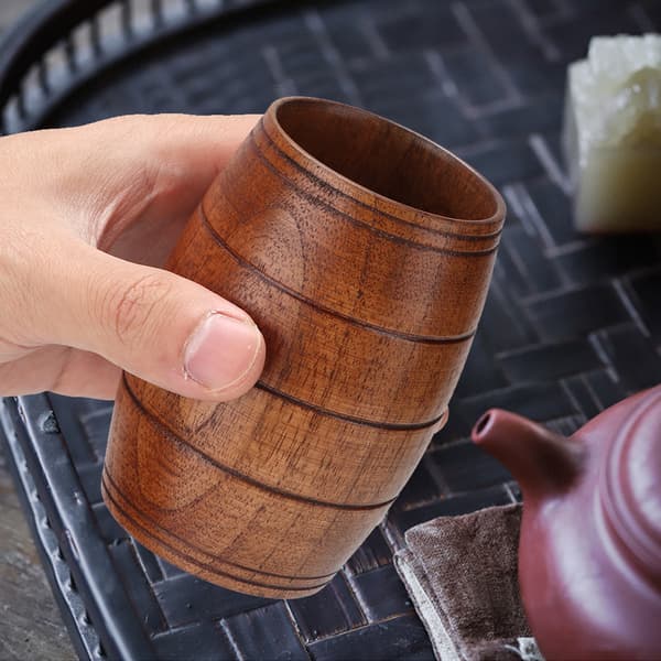 Naturlig Klassisk Trä Vattenkopp Öl Kaffe Mjölk Tekopp Hushåll