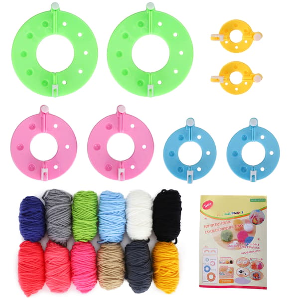 Pompom Maker Kits Färgglada Fluffbollsvävare DIY Ullgarn Stickning Hantverk Presenter