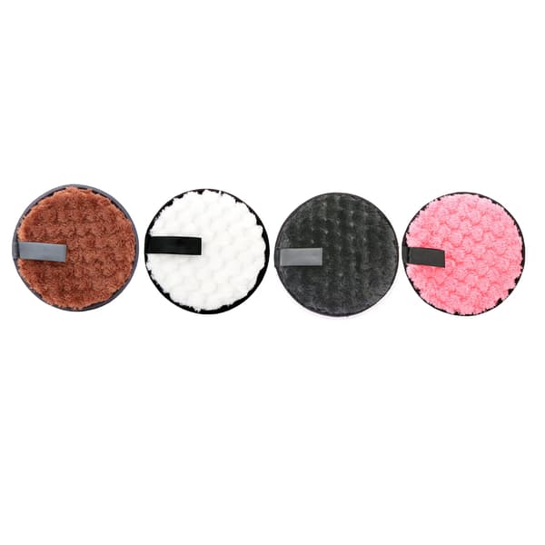 4 stk. Makeupfjernerpuder Runde Dobbeltsidede Genanvendelige Bløde Bærbare Vaskbare Makeup Mikrofiberpuder