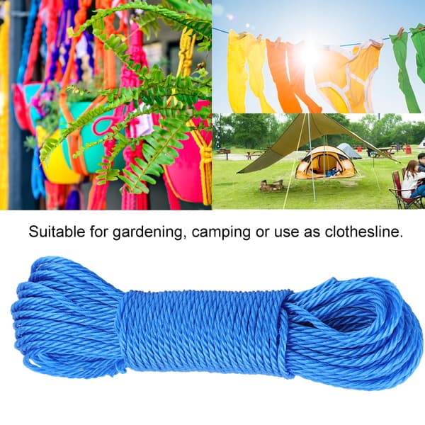 Utomhus Blå 20m Nylon Klädlina Rep för Trädgård Camping