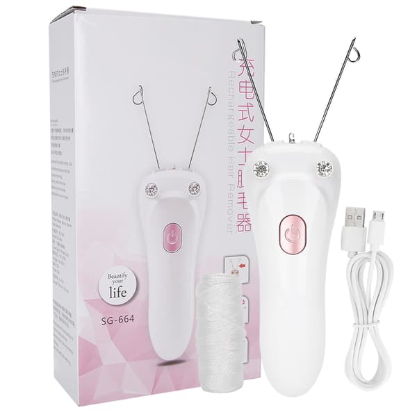 Elektrisk tråd-epilator hårfjerner USB-opladning bomuldstråd-epilator (vært bomuldstråd USB-kabel) (Pink)