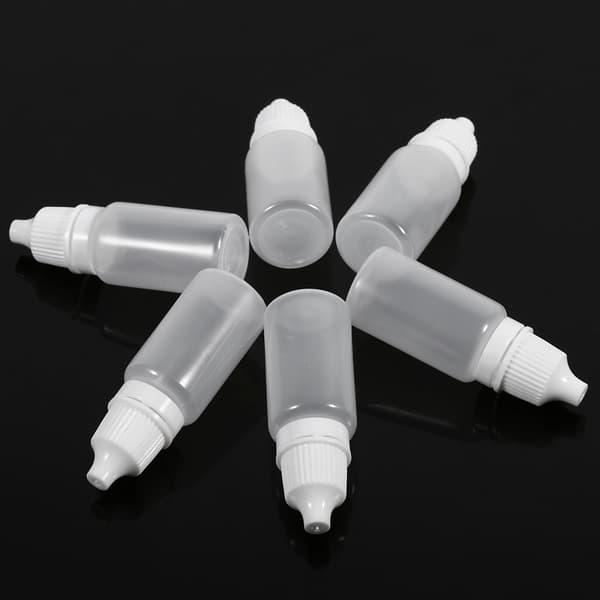 50 st 10 ml tomma klämbara plastflaskor ögonvätskebehållare med dropp