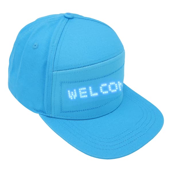 Bluetooth LED-beskedkasket, ensfarvet blå smart hat til fester, app-styret displayhat