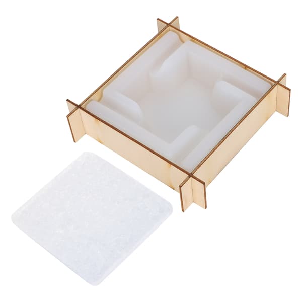 1 set askkoppsform DIY kristall epoxiform spegelyta silikon förvaringslåda + bas L
