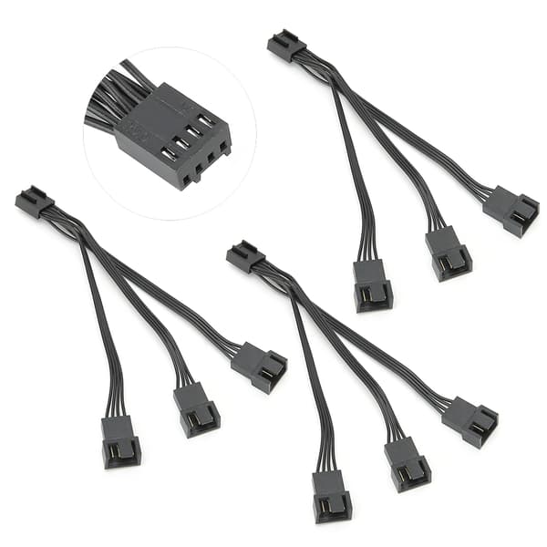 3-pak 4-bens blæser Y-kabel splitter 1 til 3 PC køler hub forlænger 14cm 1007 26AWG PVC