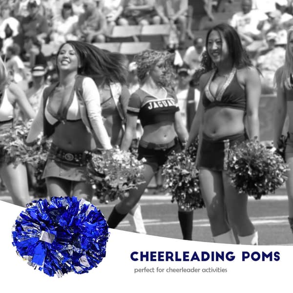 Cheer Dance Pompoms för matchdag, skolrally och festdekoration - Silverblå glittershakers, 2-pack