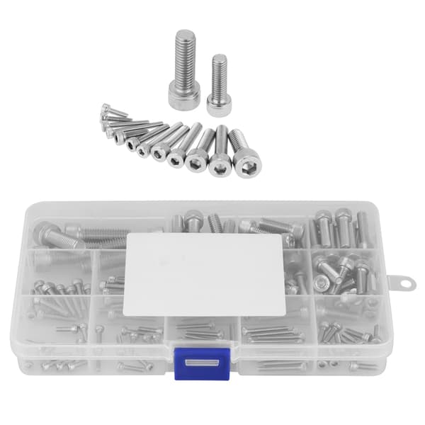 Sekskantskruer i rustfrit stål 304 sortiment 135 stk. M2.5 M3 M4 M5 M6 M8