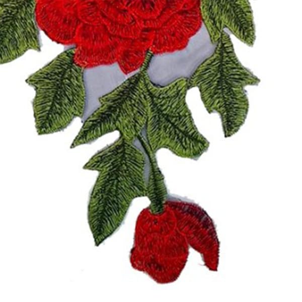 Rose Patch 10.2x7.1in Udsøgt tekstur Holdbar polyester Multifunktionel blomsterpatch til tøj taske sko
