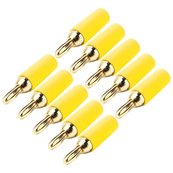 10 stk. 2,5 mm bananstik forgyldt messing loddehanstik sæt gul
