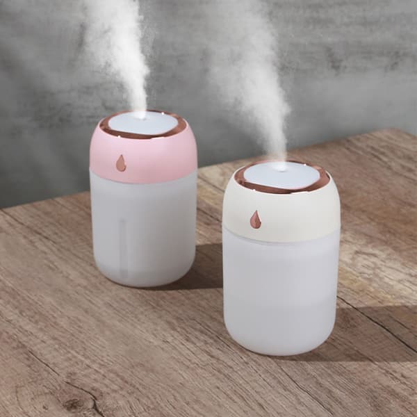 Bordsluftfuktare Fin Dimma Återfuktande Färgglad LED Aromaterapi Luftfuktare för Sovrum Rosa