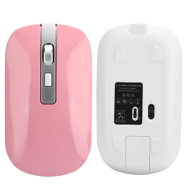 Rosa Ergonomisk 2.4G Trådlös Datormus, 1600 DPI Högprecision USB Uppladdningsbar Bärbar PC-kringutrustning