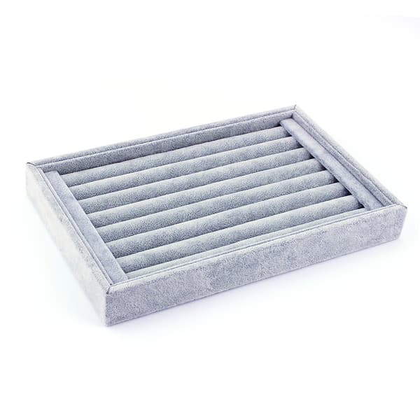 Grå sammet ringdisplaybricka 23x15cm smyckesförvaring för örhängen 1 st