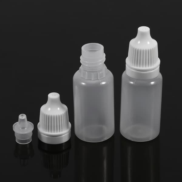 50 st 10 ml tomma klämbara plastflaskor ögonvätskebehållare med dropp