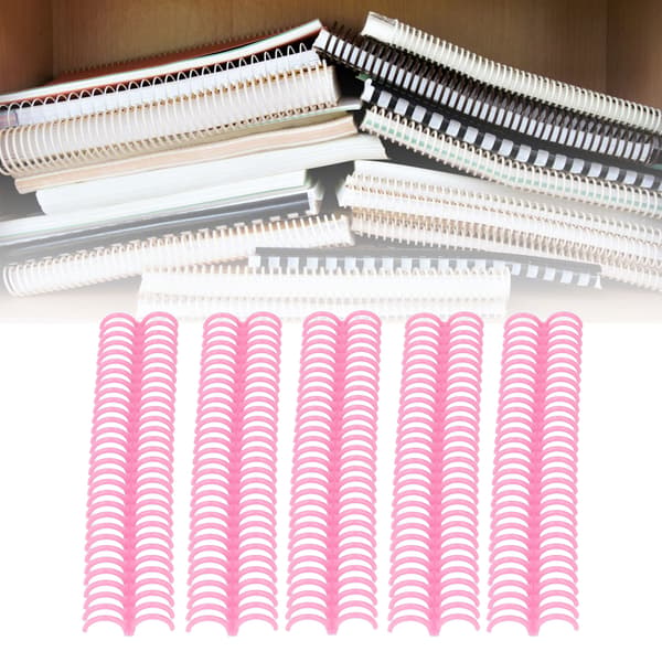 10-pack 30-håls lösbladspärmryggar, 22 mm ID plastringar, hållbara rosa kontorsmaterial