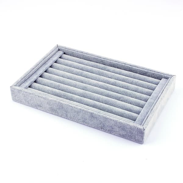 Grå sammet ringdisplaybricka 23x15cm smyckesförvaring för örhängen 1 st