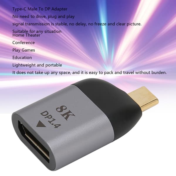 Typ-C hane till DP1.4-adapter, metall 4,5x2,2x1,2cm 15g för Win Android Mac, 1st